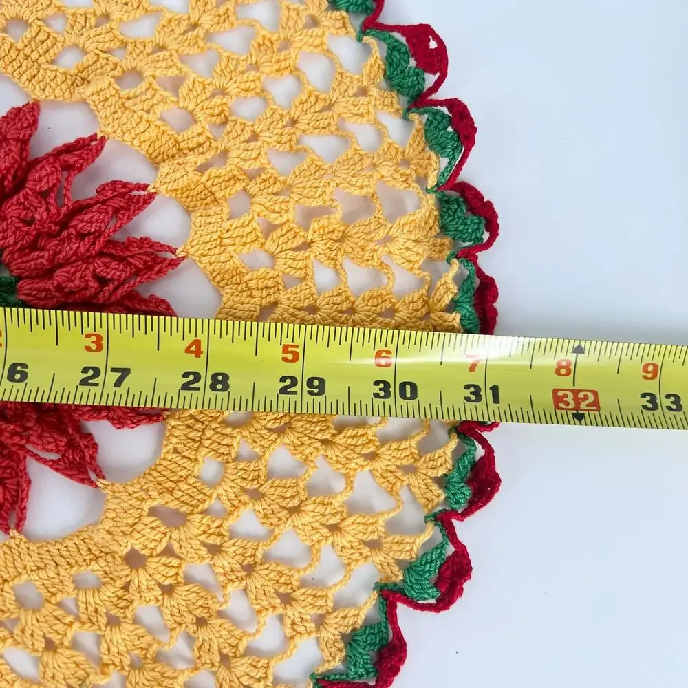 70s Crochet Doily Table Runner Cottage 1970s Vintage